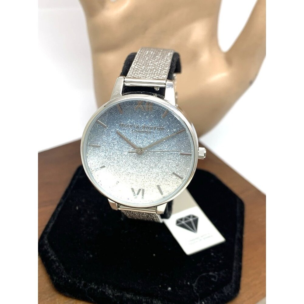 Olivia Burton Women's Watch OB16US62 Quartz Gemmed Blue Silver Dial Steel 34mm